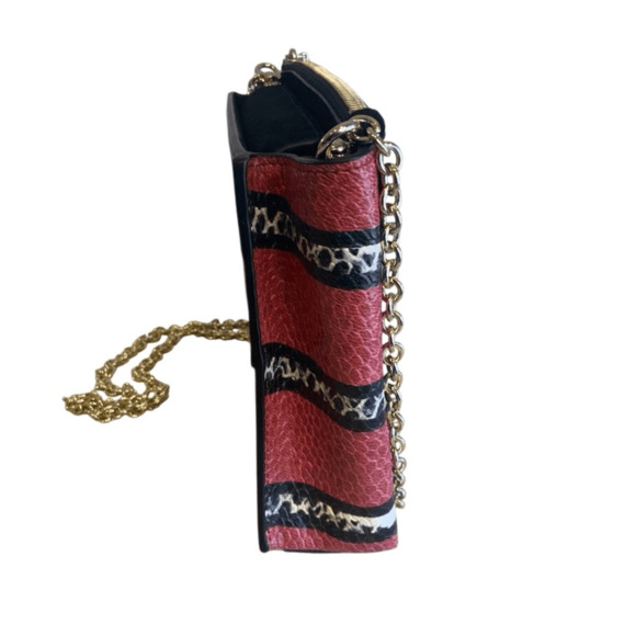 Henri Bendel Tilda Red Snakeskin Leather Color Blocked Crossbody Clutch New - Picture 5 of 8